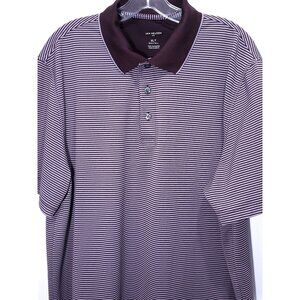 Van Heusen Air Men's XLT Big & Tall Striped Golf Polo Shirt Purple & White